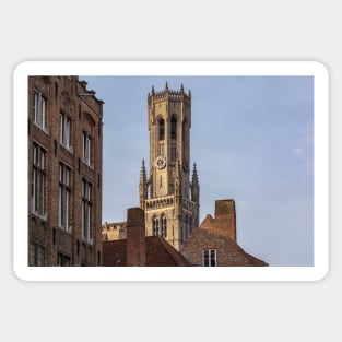 Belfry of Bruges blue sky Sticker